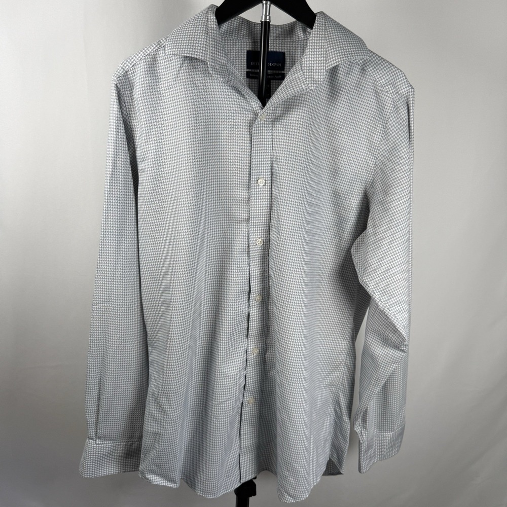 Buttoned Down Mens Blue White Button Down Long Sleeve Shirt Tailored 15 1/2 34